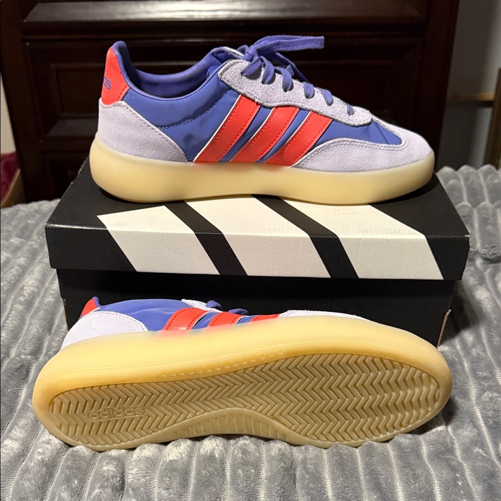 Adidas Men's Vibrant Blue and Red Sneakers
